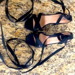 Mossimo Black Lace-up Sandals Chunky Heel! Size 8!
